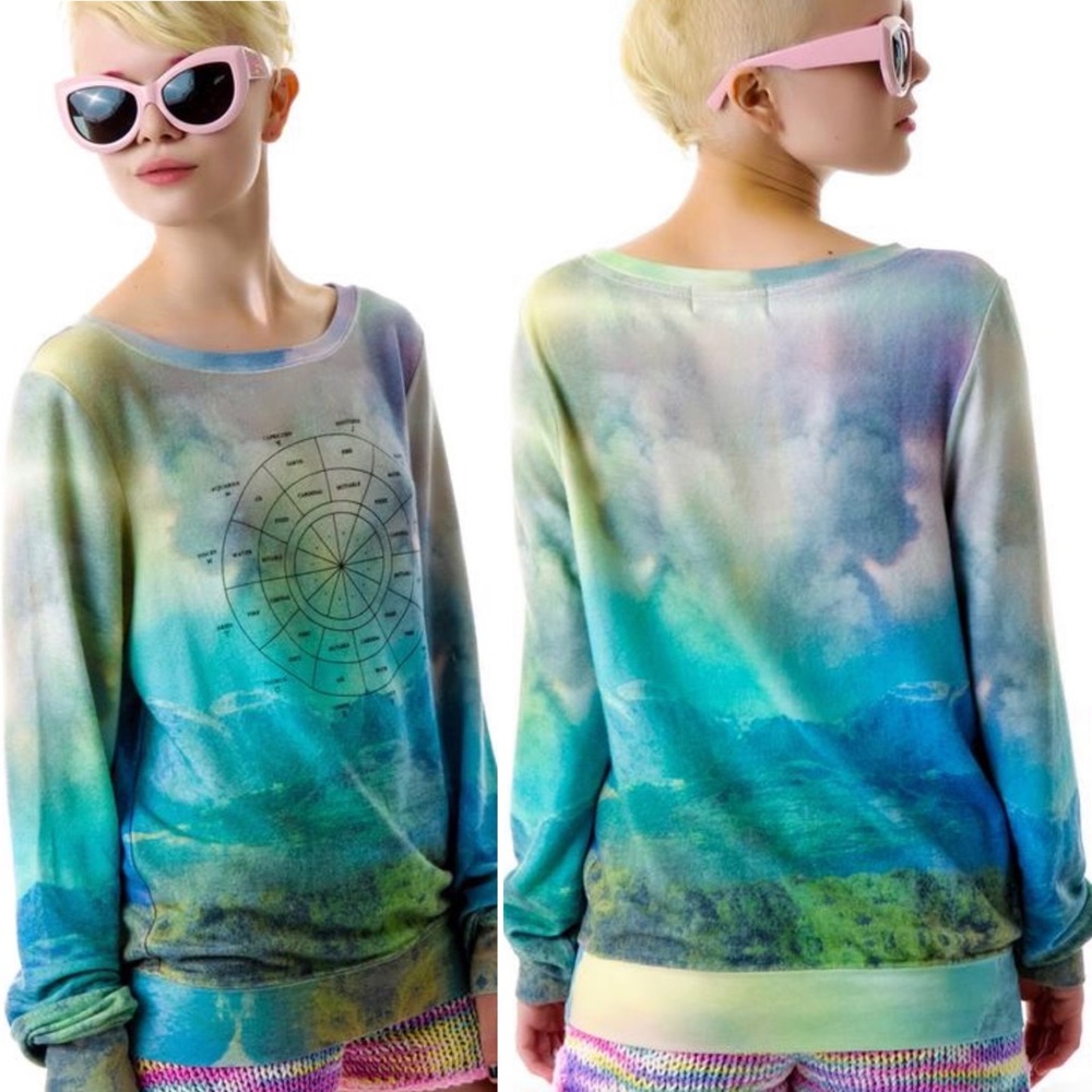 Super Rare Wildfox With You Without You Baggy Beach Jumper Multi Size XS